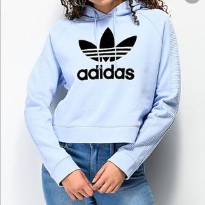 Light blue adidas cropped hoodie